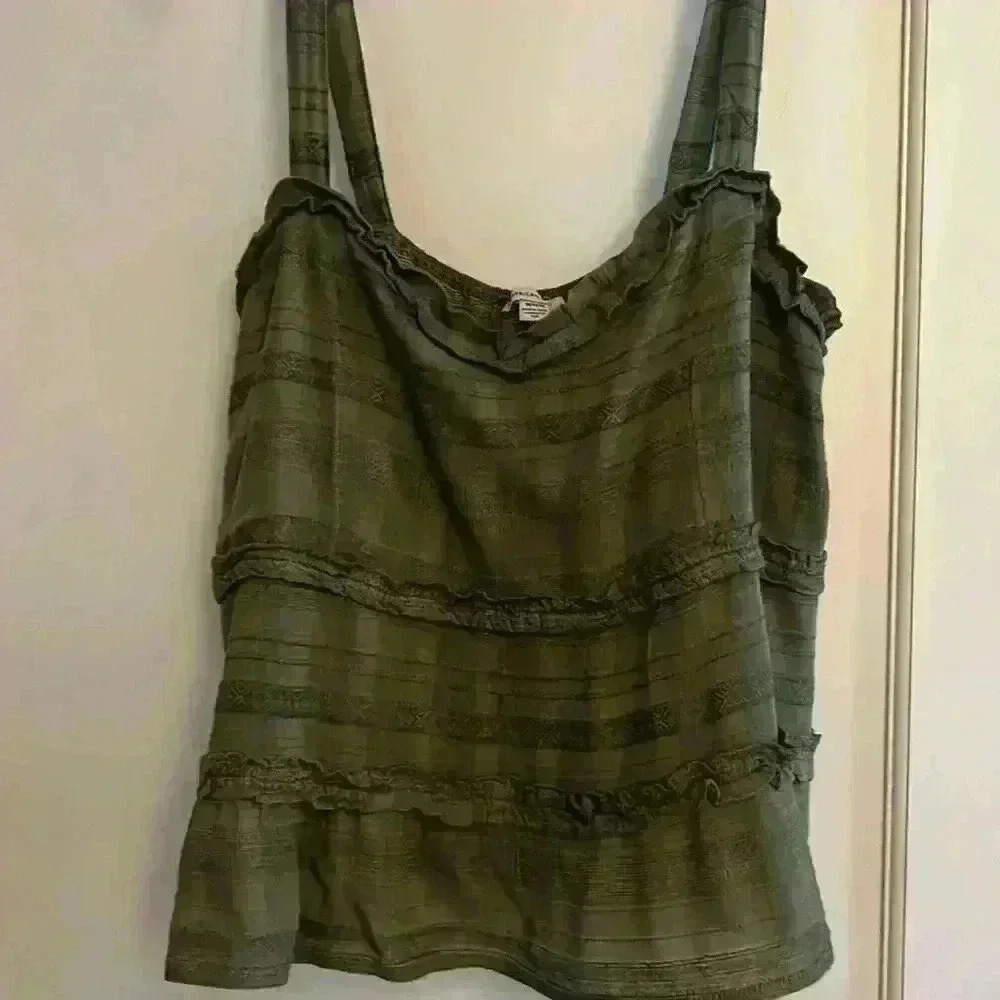Elegant Olive Ruffled Tank Top
